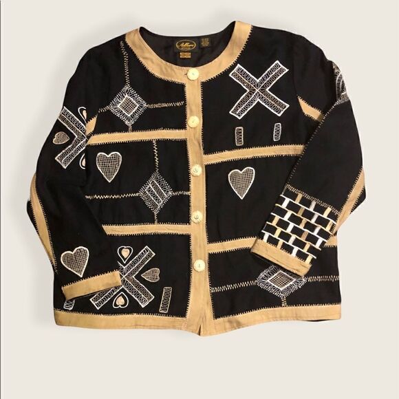 Flax Allure shacket type embroidered patchwork womens top size M - Picture 8 of 13